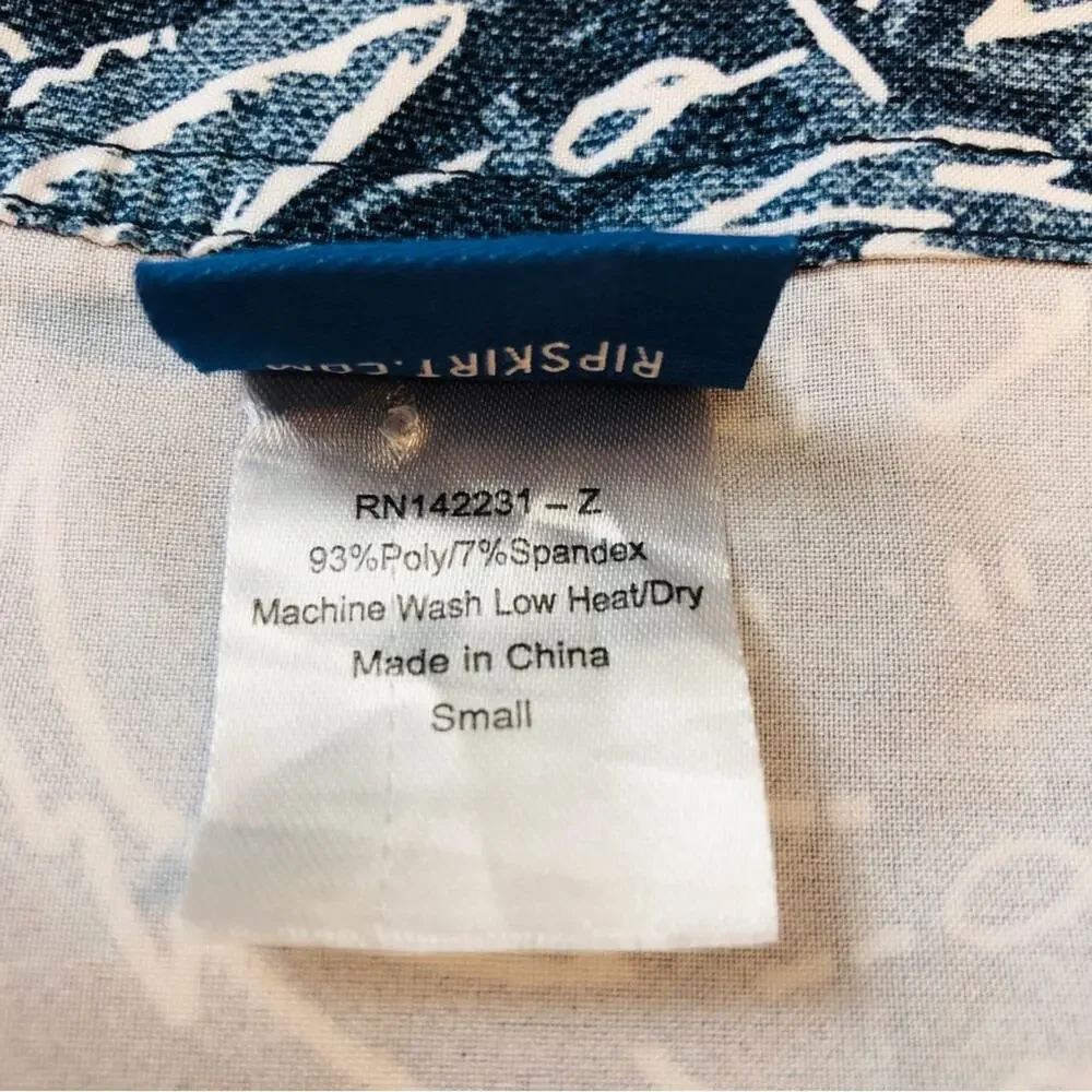 Rip Skirt Blue Rustica Denim Print Adjustable Wrap Waist Lightweight Comfort - Picture 13 of 16